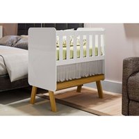 Berço Infantil Mini Guti 3 em 1 Branco/Amendoa - Peroba