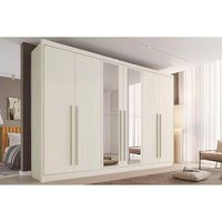 Guarda Roupa Casal 6 Portas (2 c/ Espelho) e 4 Gavetas Alba Plus Off White - Europa