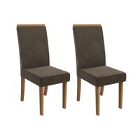 Cadeira Sala de Jantar Íris 2CAD142 Madeirado Kit 2 Un Canela/Suede Capuccino - Kappesberg
