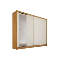 Guarda Roupa Casal 2 Portas de Correr (1 c/ Espelho) e 4 Gavetas Monterey Peroba/Off White - Europa
