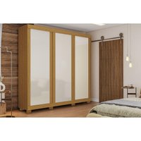 Guarda Roupa Casal 3 Portas de Correr e 4 Gavetas Zara Flex Cinamomo/Cinamomo ou Off White - ACP
