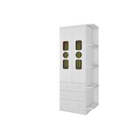 Guarda Roupa Infantil c/ 2 Portas Cristal e 3 Gavetas Tedy Branco - Peroba