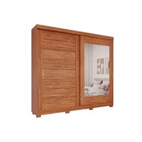 Guarda Roupa Casal 2 Portas de Correr (1 c/ Espelho) e 8 Gavetas c/ Pés Florença Cinamomo - Panan