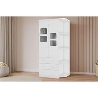 Guarda Roupa Infantil c/ 2 Portas Cristal e 3 Gavetas Uli Branco - Peroba
