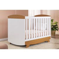 Berço Infantil Cris 3 em 1 Branco/Amendoa - Peroba