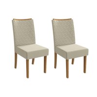 Cadeira Sala de Jantar Rosa 2CAD129 Madeirado Kit 2 Un Canela/Linho Bege Argila - Kappesberg