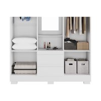 Guarda Roupa Solteiro 4 Portas e 2 Gavetas c/ 1 Espelho Isabely Nature/Off White - ACP