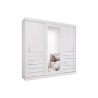 Guarda Roupa Casal 3 Portas de Correr (1 c/ Espelho) e 6 Gavetas Cecilia Branco - Panan