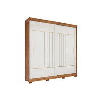 Guarda Roupa Casal 2 Portas de Correr e 3 Gavetas c/ Pés Ayla Cinamomo/Off White - Panan