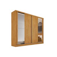 Guarda Roupa Casal 2 Portas de Correr (2 c/ Espelho) e 4 Gavetas Monterey Peroba - Europa
