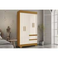 Guarda Roupa Solteiro 4 Portas e 2 Gavetas Maya Cinamomo/Off White - ACP