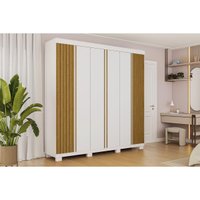 Guarda Roupa Casal 6 Portas (2 Ripadas) e 6 Gavetas Eliza Branco/Cinamomo - ACP