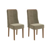 Cadeira Sala de Jantar Jasmim 2CAD158 Madeirado Kit 2 Un Canela/Suede Bege - Kappesberg