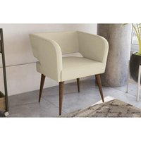 Poltrona Decorativa p/ Sala Antara Carvalho/Linho Bege Argila - Kappesberg