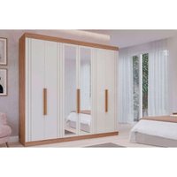 Guarda Roupa Casal 6 Portas (2 c/ Espelho) e 6 Gavetas Cecilia Cinamomo/Off White - Panan
