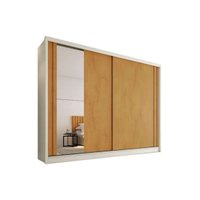 Guarda Roupa Casal 2 Portas de Correr (1 c/ Espelho) e 4 Gavetas Monterey Off White/Peroba - Europa
