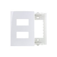 Placa com Suporte MarGirius Sleek 4x2 para 2 Módulos Horizontais Distanciados Branca