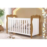 Berço Infantil Lisi 3 em 1 Branco/Amendoa - Peroba