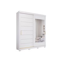 Guarda Roupa Casal 2 Portas de Correr (1 c/ Espelho) e 3 Gavetas c/ Pés Flora Branco - Panan