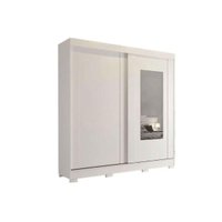 Guarda Roupa Casal 2 Portas de Correr (1 c/ Espelho) e 8 Gavetas Ilheus Branco - Panan
