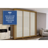 Guarda Roupa Casal 3 Portas de Correr e 4 Gavetas Deise Branco - ACP