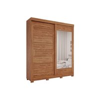 Guarda Roupa Casal 2 Portas de Correr (1 c/ Espelho) e 3 Gavetas c/ Pés Flora Cinamomo - Panan