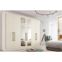 Guarda Roupa Casal 6 Portas (2 c/ Espelho) e 6 Gavetas Argos Off White - Europa