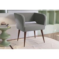 Poltrona Decorativa p/ Sala Antara Carvalho/Suede Cinza - Kappesberg