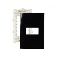 Placa com Suporte MarGirius Sleek 4x2 para 1 Módulo Horizontal Preto Ebony