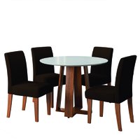 Conjunto Sala de Jantar Mesa Athenas Redonda 4 Cadeiras Trieste Madeirado/Chocolate Dobuê