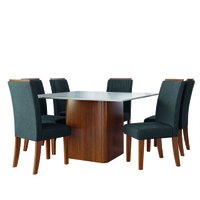 Conjunto Sala de Jantar Mesa Quadrada Montevideo 1,36m 6 Cadeiras Grécia Madeirado/Grafite Dobuê