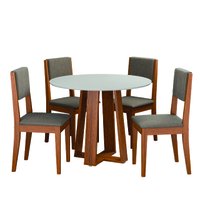 Conjunto Sala de Jantar Mesa Athenas Redonda 4 Cadeiras Trento Madeirado/Mascavo Dobuê