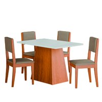 Conjunto Sala de Jantar Mesa 1,36m 4 Cadeiras Trento Madeirado/Mascavo Dobuê