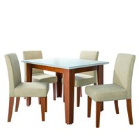 Conjunto Sala de Jantar Mesa Miami 1,20m 4 Cadeiras Trieste Madeirado/Bege Dobuê