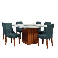 Conjunto Sala de Jantar Amsterdã New Mesa com Tampo Giratório 6 Cadeiras Creta Madeirado/Grafite