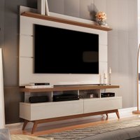 Rack com Painel para TV Até 70 Polegadas Galahad 2 Gavetas Off White/Freijó - Pnr Móveis