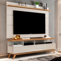 Rack com Painel para TV Até 60 Polegadas Cruise 2 Gavetas Off White/Nature - Pnr Móveis