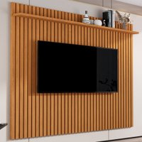 Painel para TV Até 80 Polegadas Morfeu Ripado 1 Prateleira Nature 680 - Pnr Móveis