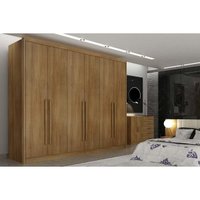 Guarda Roupa Casal 6 Portas (2 c/ Espelho) e 8 Gavetas Bandeira/Himalaia Cumaru 23 - Novo Horizonte