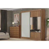 Guarda Roupa Casal 2 Portas de Correr (1 c/ Espelho) e 6 Gavetas Sienna/Versatto Cumaru/Fendi 25 - Novo Horizonte