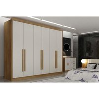 Guarda Roupa Casal 6 Portas (2 c/ Espelho) e 8 Gavetas Bandeira/Himalaia Cumaru/Fendi 25 - Novo Horizonte