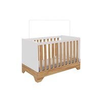 Berço Infantil Popy Retrô 3 em 1 Branco/Amendoa - Peroba