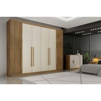 Guarda Roupa Casal 6 Portas (2 Ripadas) e 8 Gavetas Bragança/Coimbra Cumaru/Fendi 25 - Novo Horizonte