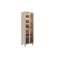 Cristaleira Sala Jantar Allure c/ 2 Portas 1 Gaveta e c/ LED 70cm Jequitiba/Gris Fosco - Linea Brasil