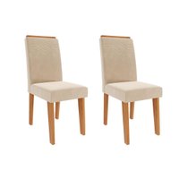Cadeira Sala de Jantar Taís Kit 2 Un Cinamomo/Suede Nude Bege - Cimol