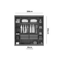 Guarda Roupa Casal 2 Portas de Correr (1 c/ Espelho) e 4 Gavetas Sienna/Versatto Cumaru/Fendi 25 - Novo Horizonte