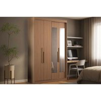Guarda Roupa Solteiro 4 Portas (2 c/ Espelho) e 2 Gavetas PH 1805 Cedro - Herval