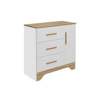 Cômoda Infantil Popy Retrô c/ 1 Porta e 3 Gavetas Branco/Amendoa - Peroba