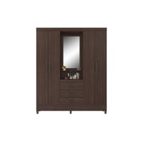 Guarda Roupa Solteiro 4 Portas e 3 Gavetas c/ 1 Espelho Capelinha Persia Cafe Touch - Demóbile