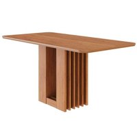Mesa de Sala Jantar Ariela c/ Tampo Madeirado 160x80cm Cinamomo - Cimol